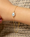 14K GOLD MOTHER OF PEARL CHAIN BRACELET