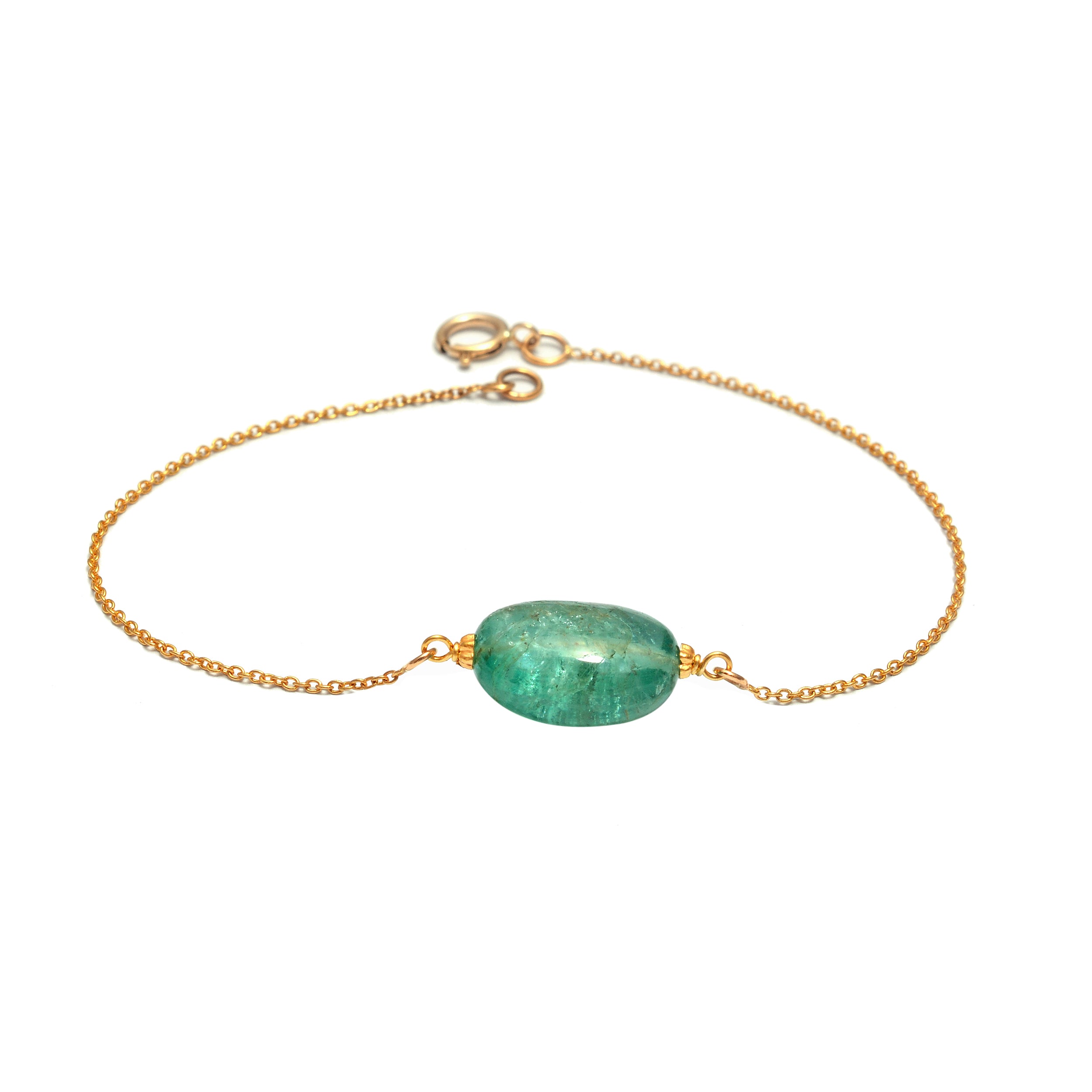 Emerald Gemstone Link Chain Bracelet