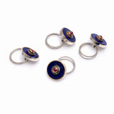 925 Silver Lapis & Ruby Buttons