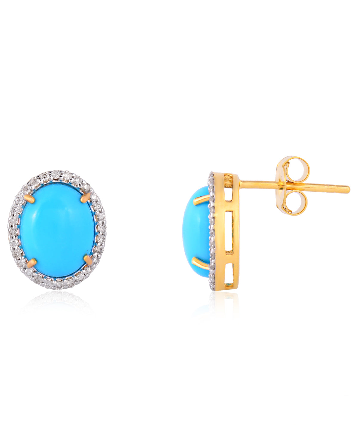 14K Diamond & Opal Studs