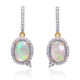 14K Gold Opal & Diamond Earrings