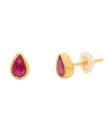 18K GOLD Gemstone STUD EARRINGS