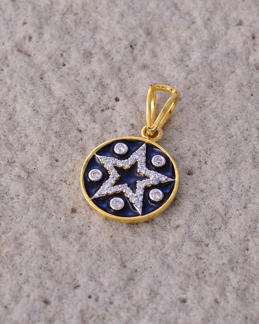 14K GOLD DIAMOND & ENAMEL PENDANT