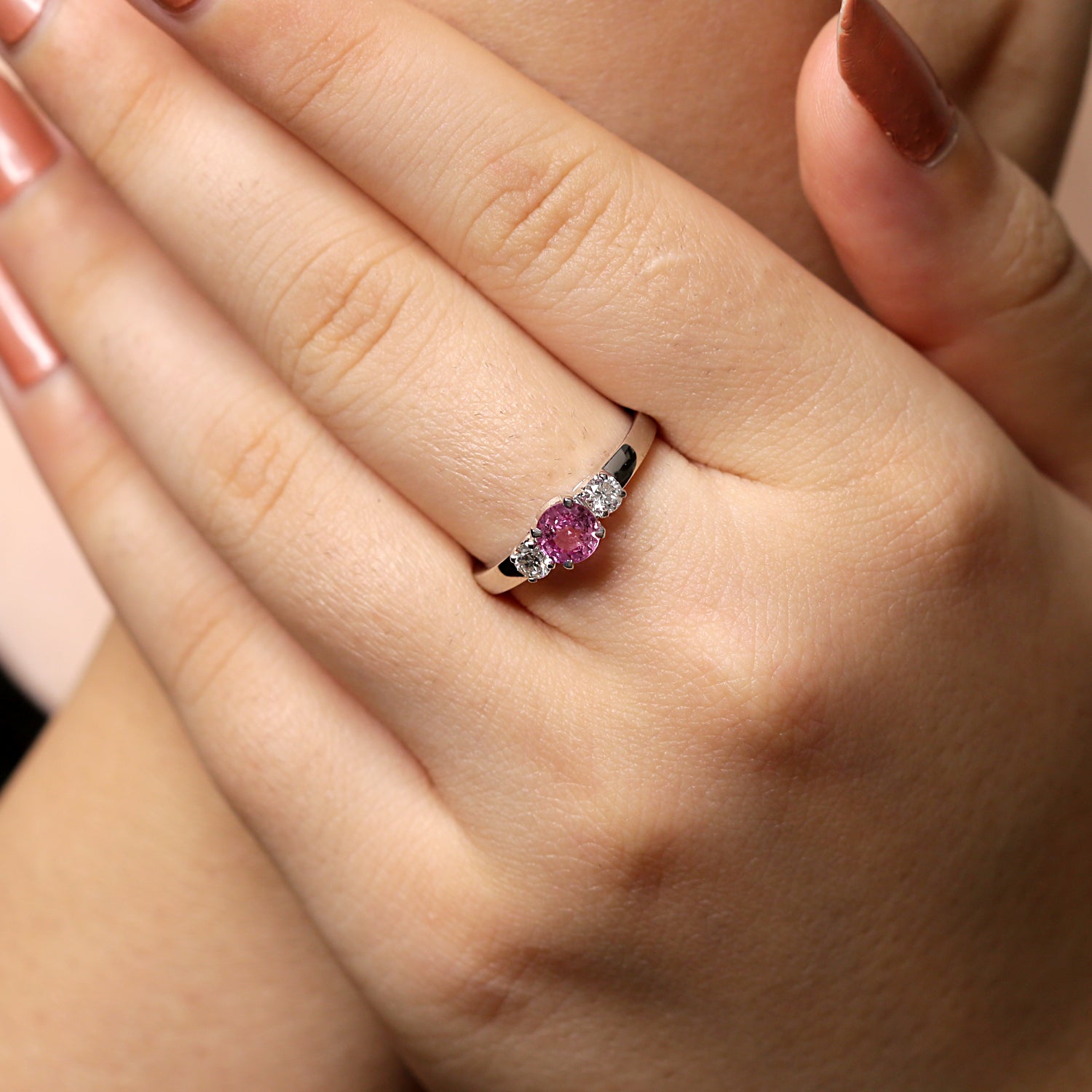 18K gold Pink Sapphire Ring