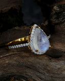 14K gold Diamond & Moonstone Ring