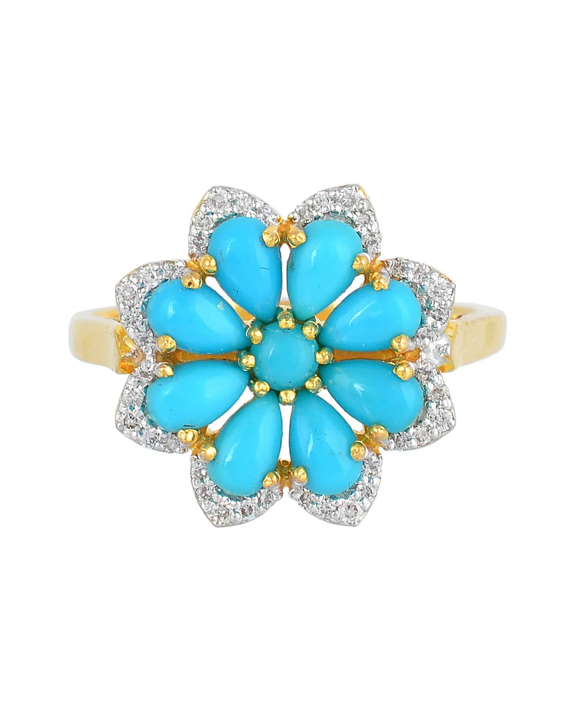 14K Gold Turquoise Gemstone Rings for Women | Jeypore Creations ...
