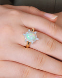 14K gold Diamond & Opal Ring