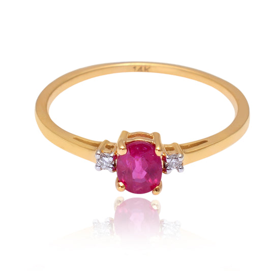 14K Gold Ruby & Diamond Ring