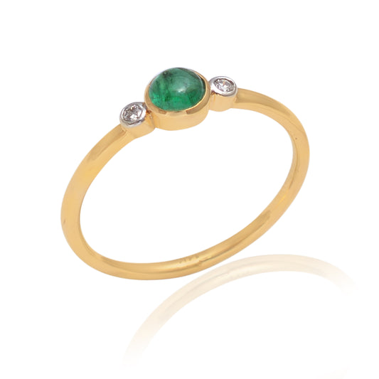 14K Gold Emerald & Diamond Ring