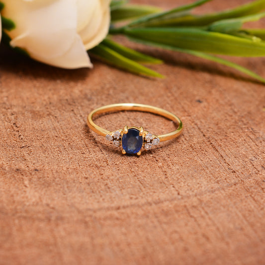 14K gold Diamond & Sapphire Ring