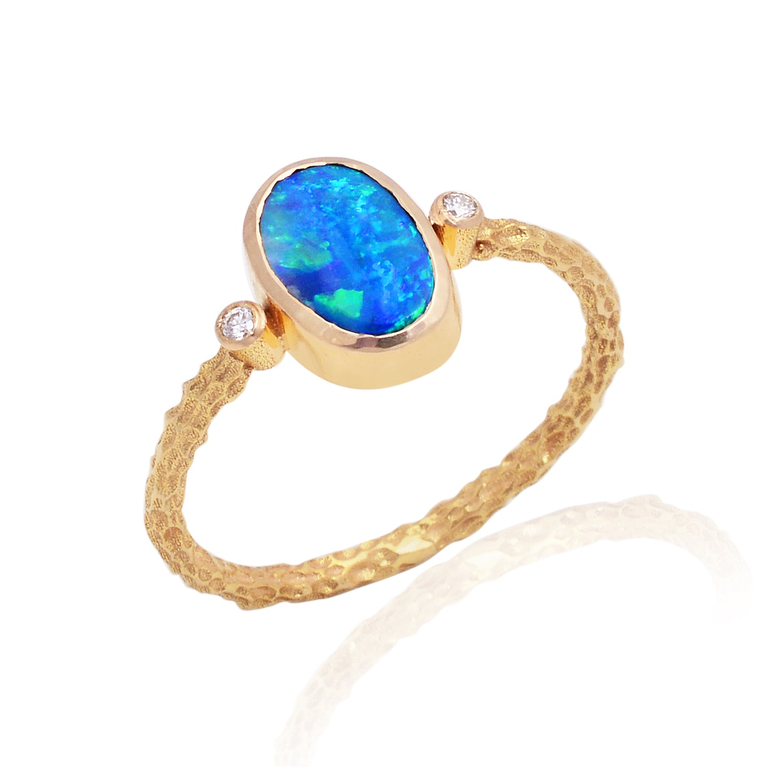 14K gold Opal & Diamond Ring