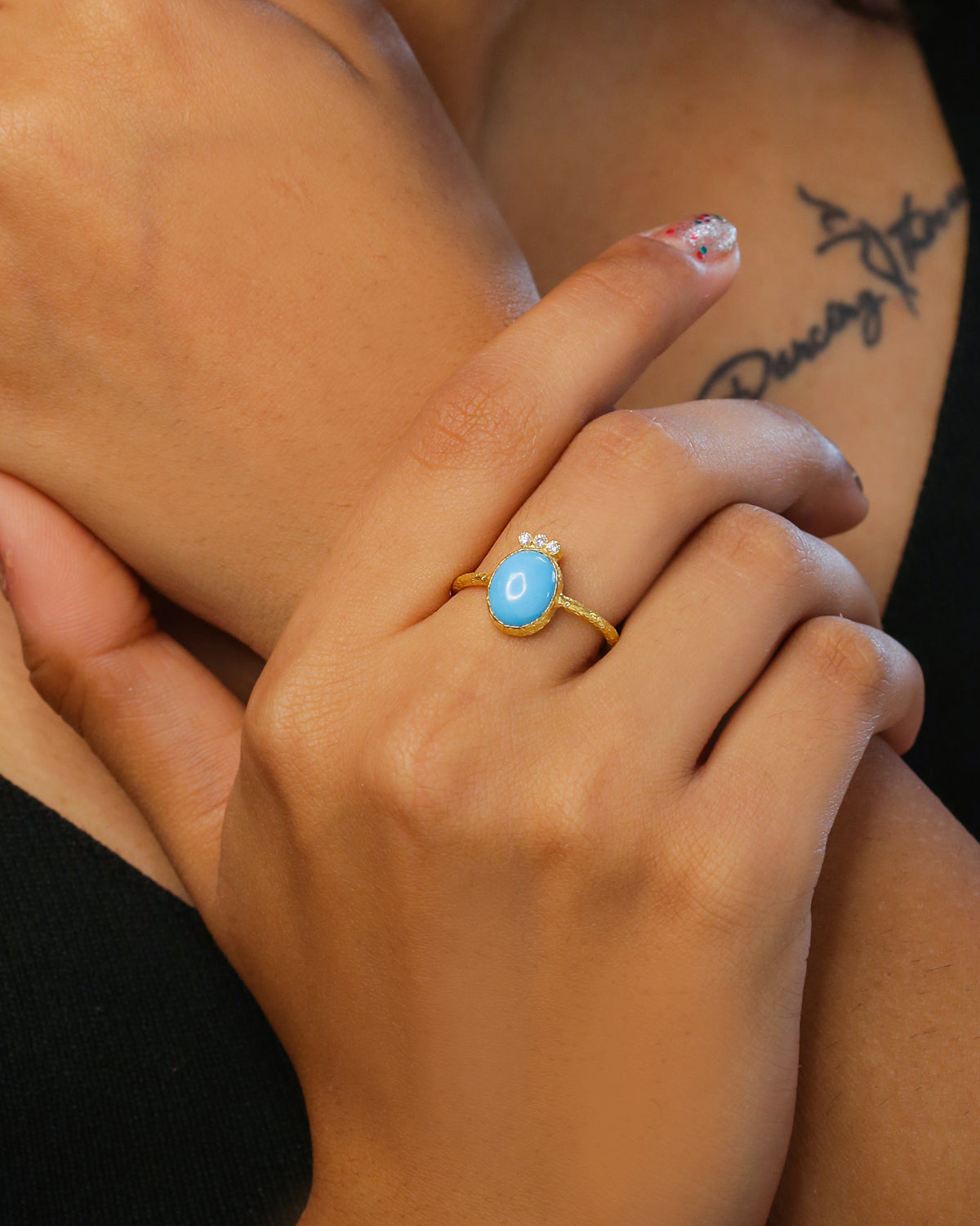 18K gold Diamond & Turquoise Ring