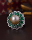 18K gold Pearl & Emerald Ring