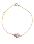Diamond 14K Yellow Gold Chain Hamsa Bracelet
