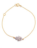 Diamond 14K Yellow Gold Chain Hamsa Bracelet