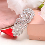 18K White Gold 8.51 Ct Rose Cut Diamond Designer Bangle
