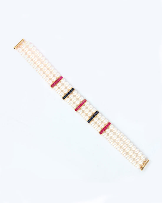 Pearl Ruby Sapphire Bracelet