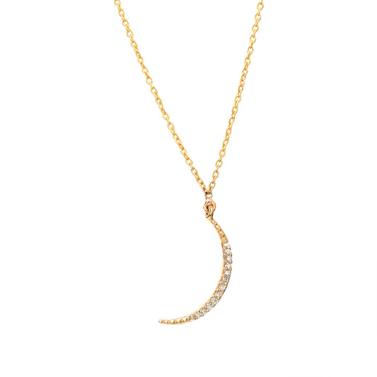 Diamond Crescent Moon Necklace in 14K Gold