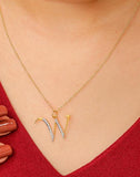Alphabet Diamond 14K Yellow Gold Link Chain Pendant Personalized Necklace