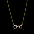 14k Yellow Gold Necklace With Diamond OMG Pendant