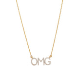 14k Yellow Gold Necklace With Diamond OMG Pendant