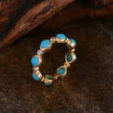 14K gold Turquoise & Diamonds Ring