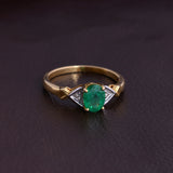 14K gold Diamond & Emerald Ring