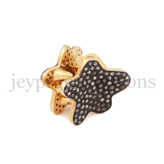 New Star Fish Designer 925 Sterling Silver Diamond Pave Ethnic Ladies Hair Binding Clip