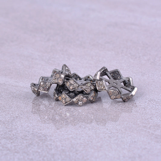 Diamond Pave Silver Spacers Connectors