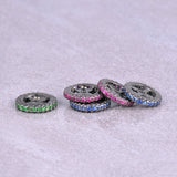 Multi Gemstone Roundels 925 Sterling Silver Spacers Jewelry Accessories