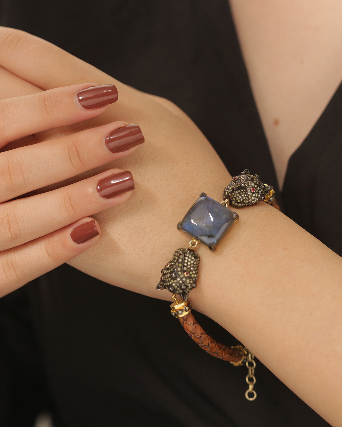 925 Silver Labradorite & Diamond Bracelet