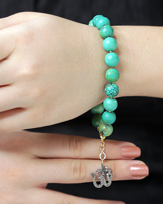 925 Silver Diamond & Turquoise Bracelet