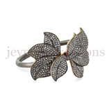 Floral Design Diamond Pave 925 Sterling Silver Wedding Bracelet Vintage Jewelry