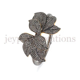 Floral Design Diamond Pave 925 Sterling Silver Wedding Bracelet Vintage Jewelry