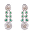 925 Silver Emerald & Diamond Earrings