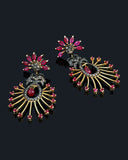 Diamond Pave Natural Ruby Gemstone Dangle Earrings