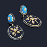 925 Silver Diamond & Turquoise Earrings