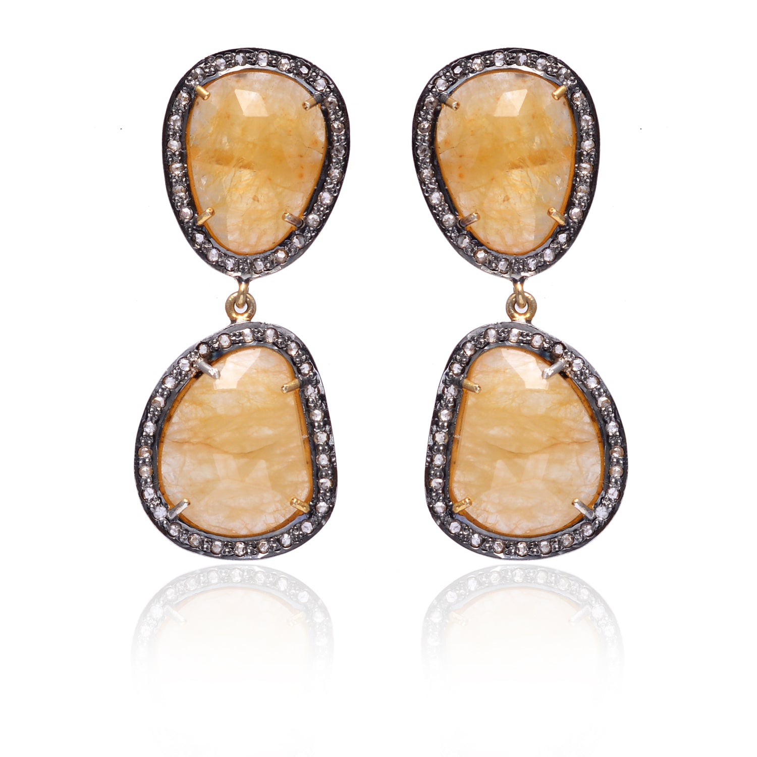 925 Silver Yellow Sapphire Earrings