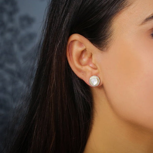 925 Silver Polki Stud Earrings