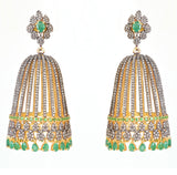 925 Silver Emerald & Tsavorite Earrings