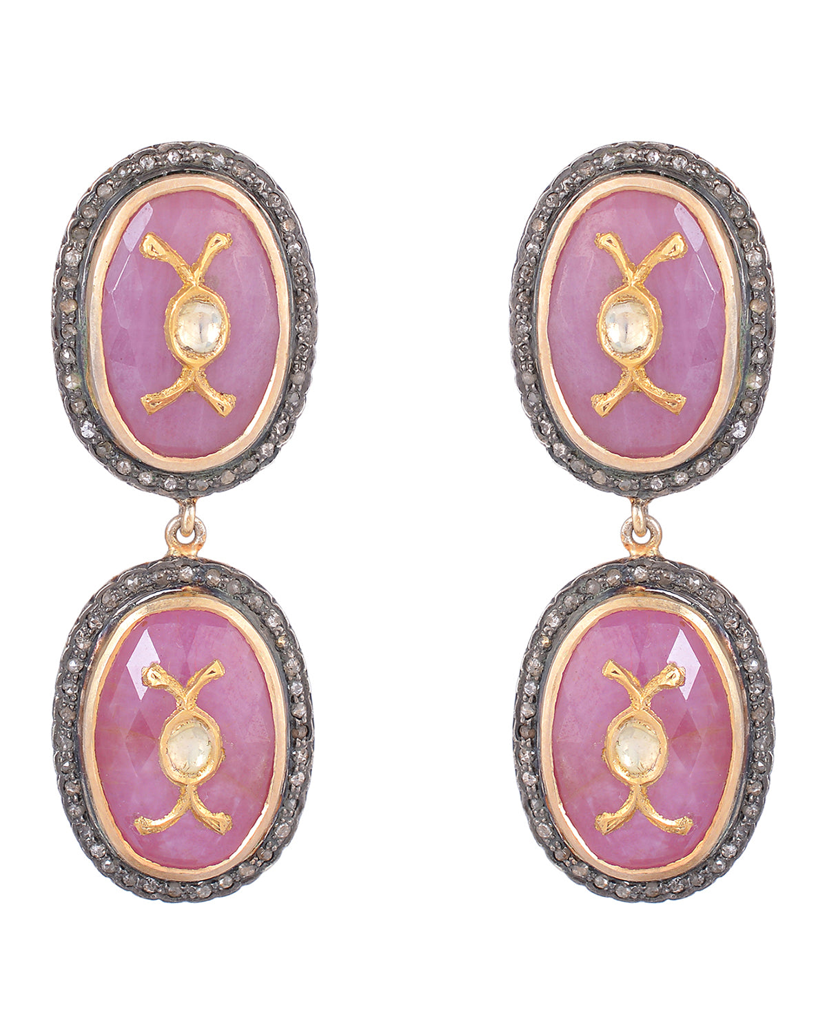 925 Silver Pink Sapphire Earrings