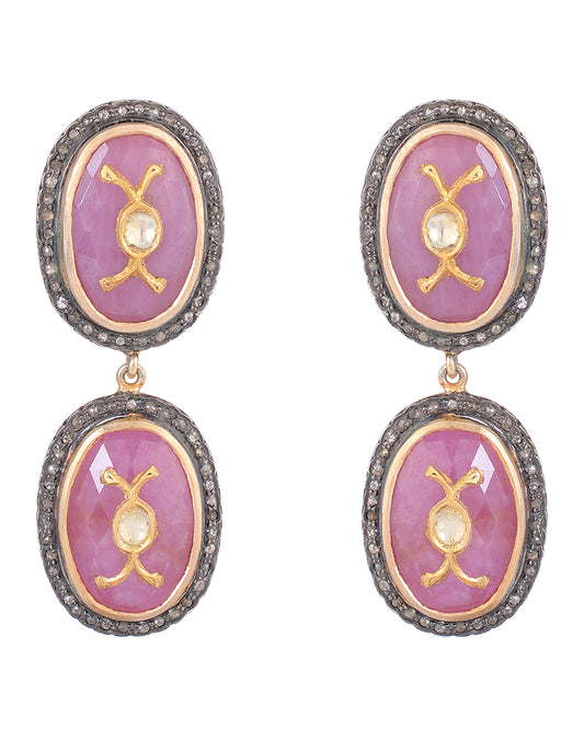 925 Silver Pink Sapphire Earrings