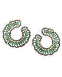 925 Silver Emerald & Sapphire Earrings
