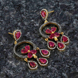 925 Silver Diamond & Ruby Earrings