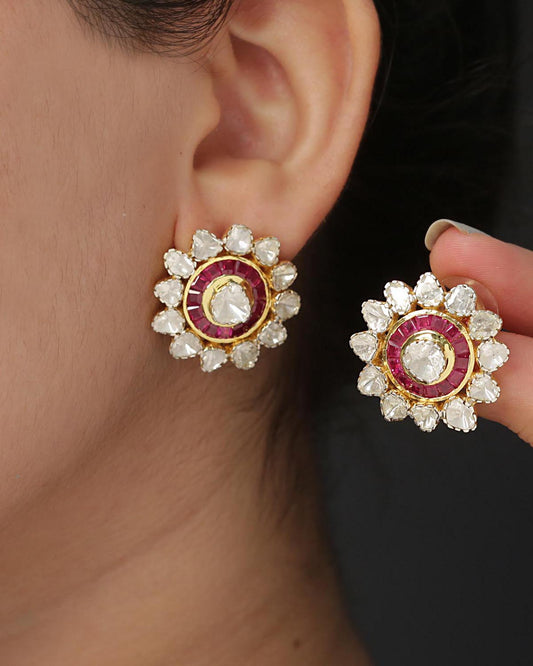925 Silver Ruby Stud Earrings
