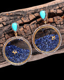 925 Silver Sapphire & Turquoise Earrings
