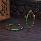 925 Silver Emerald Hoops