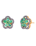 925 Silver Emerald Stud Earrings