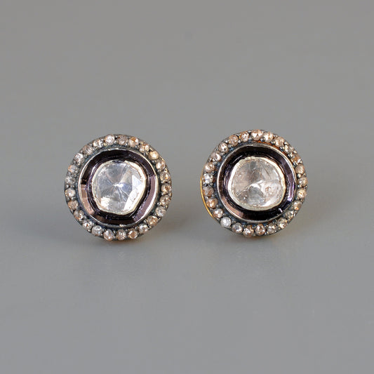 925 Silver Polki Stud Earrings