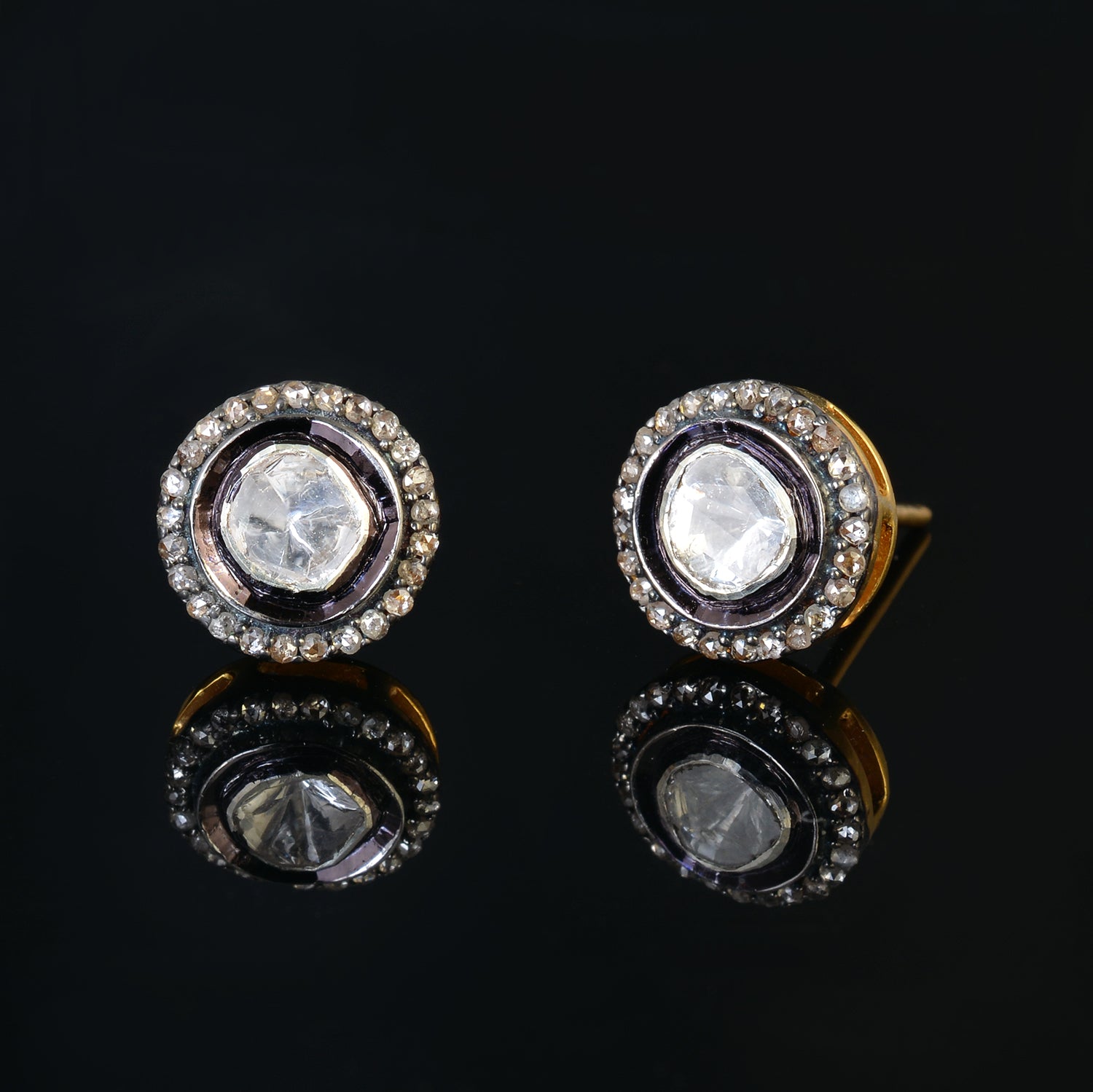 925 Silver Polki Stud Earrings